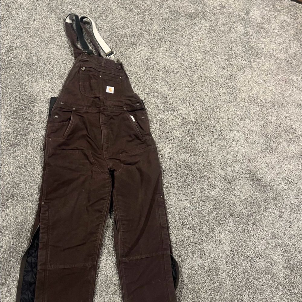 Carhartt Dark Brown Duck Bib Overalls with Adjustable Straps